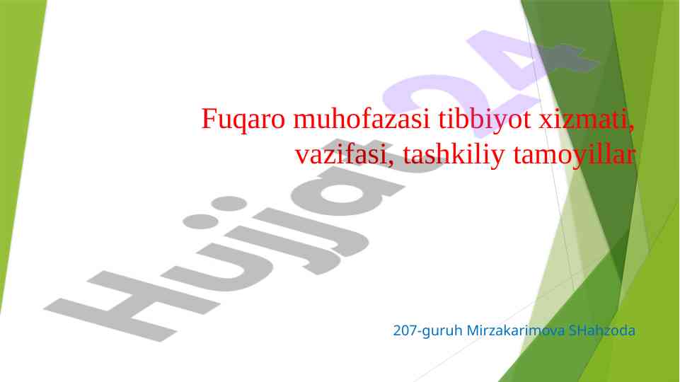 Fuqaro muhofazasi tibbiyot xizmati va vazifalari