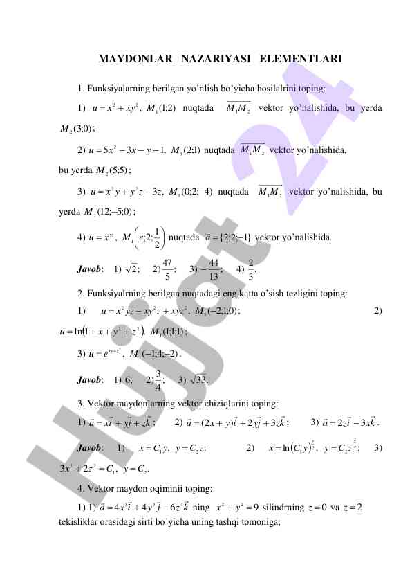 Maydonlar nazariyasi elementlari bilan tanishing