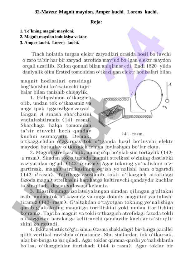 Magnit maydon va amper kuchini o‘rganish
