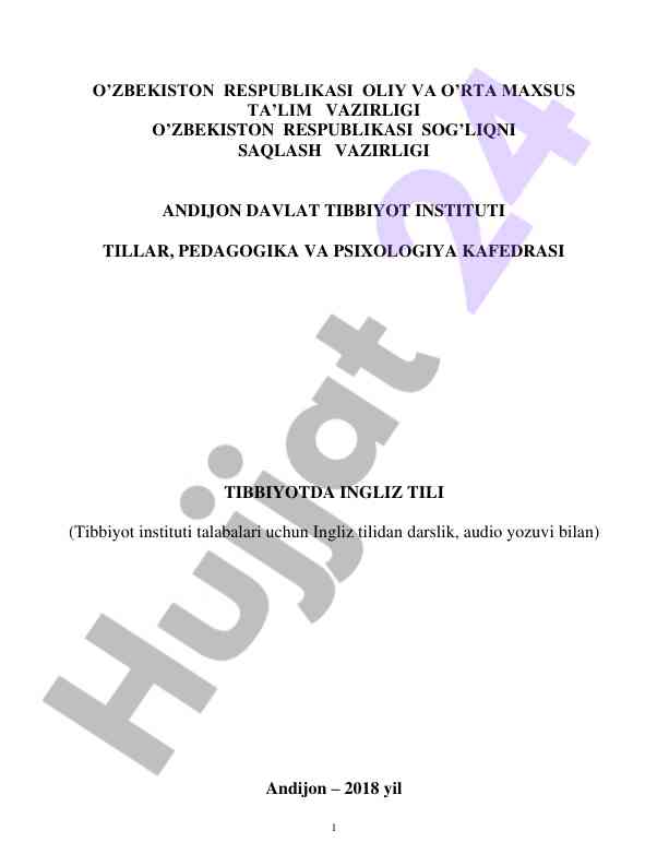 Tibbiyotda ingliz tili darsligi va audio yozuvi
