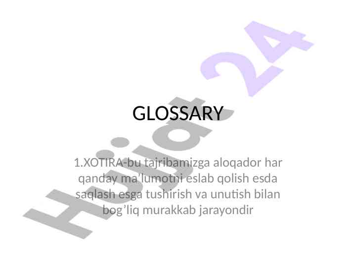 Xotira jarayonlari va psixologik terminologiya