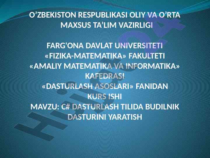 C# dasturlash tili bilan budilnik dasturi yaratish