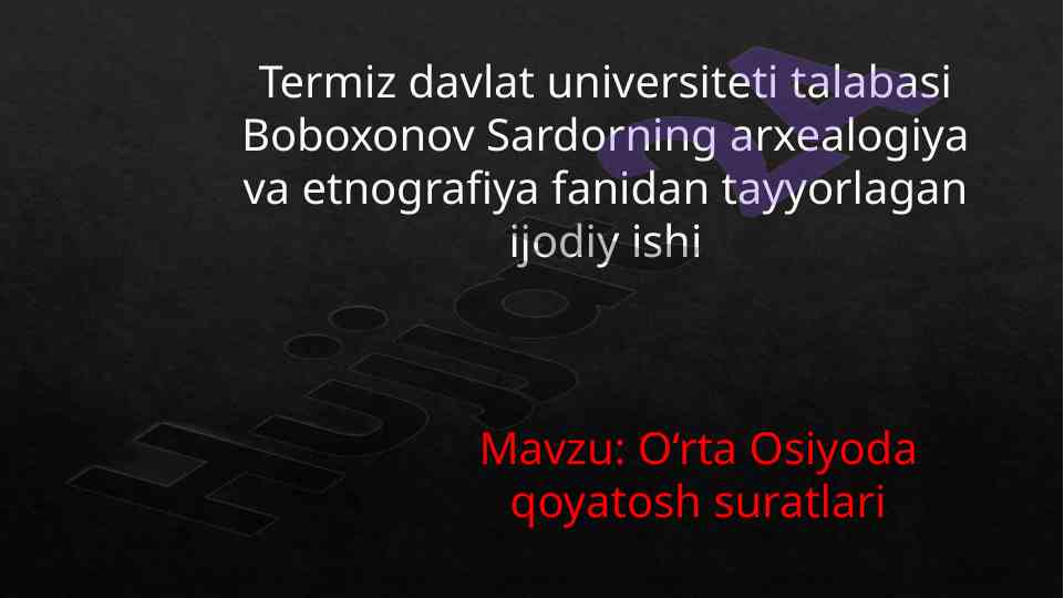 O‘rta osiyoda qoyatosh suratlari haqida maqola