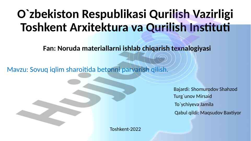 Sovuq iqlim sharoitida betonni parvarish qilish