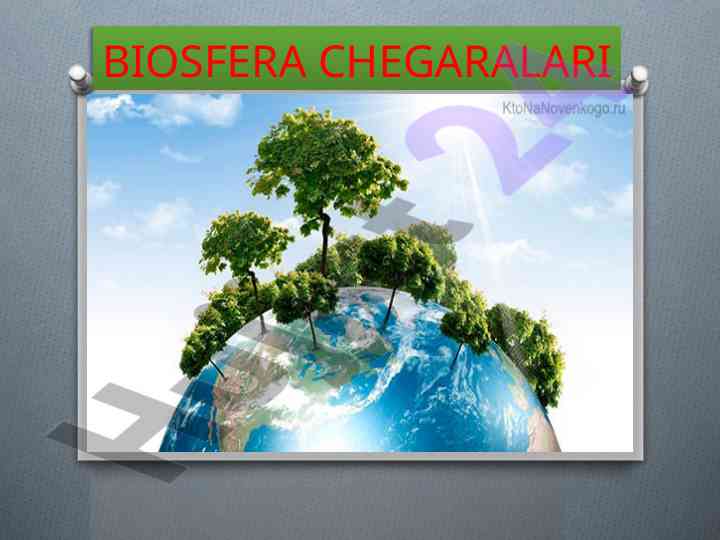 Biosfera chegaralari va hayotiy shart-sharoitlar