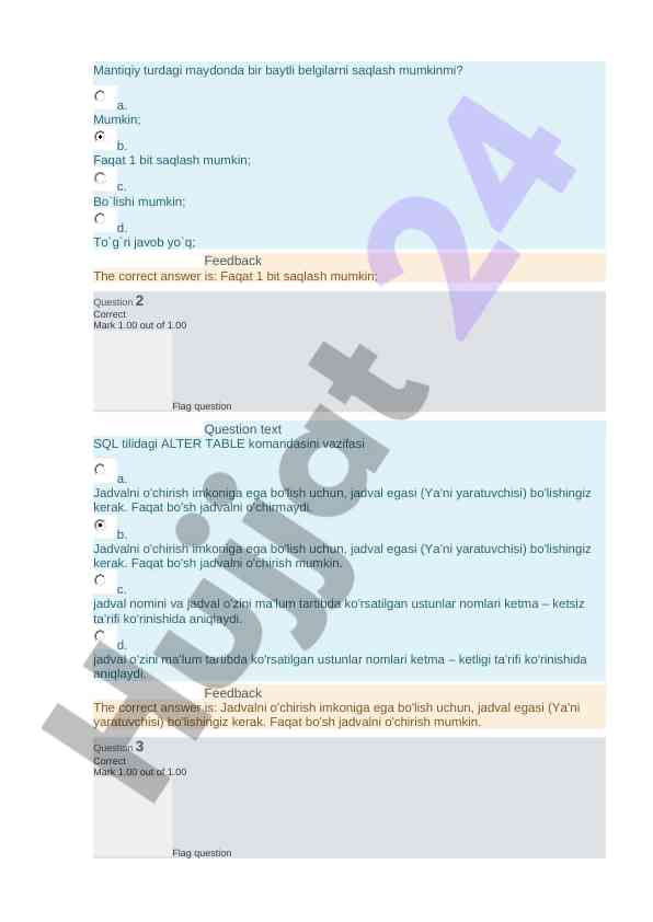 Sql tilidagi alter table komandasining vazifasi