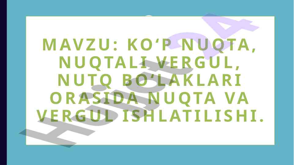 Tinish belgilari: ko'p nuqta va nuqtali vergul
