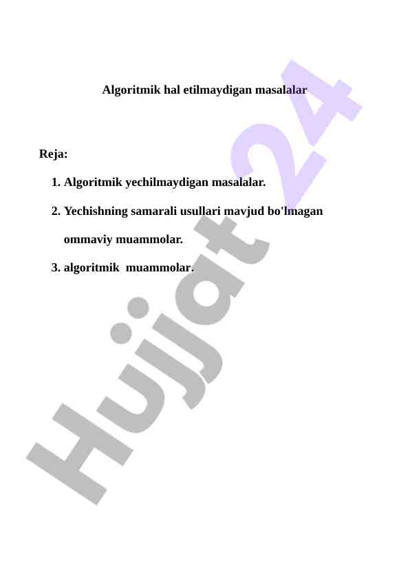 Algoritmik yechilmaydigan masalalar tahlili