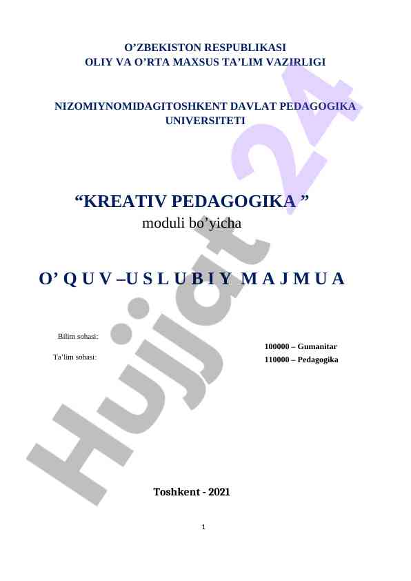 Kreativ pedagogika o‘quv-uslubiy majmua