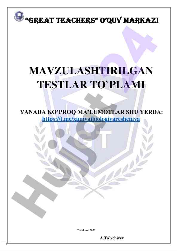 Mavzulashirilgan testlar to`plami