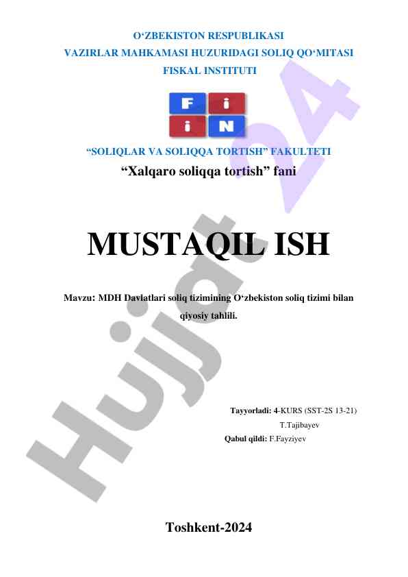 Mdh davlatlari soliq tizimining taqqosiy tahlili