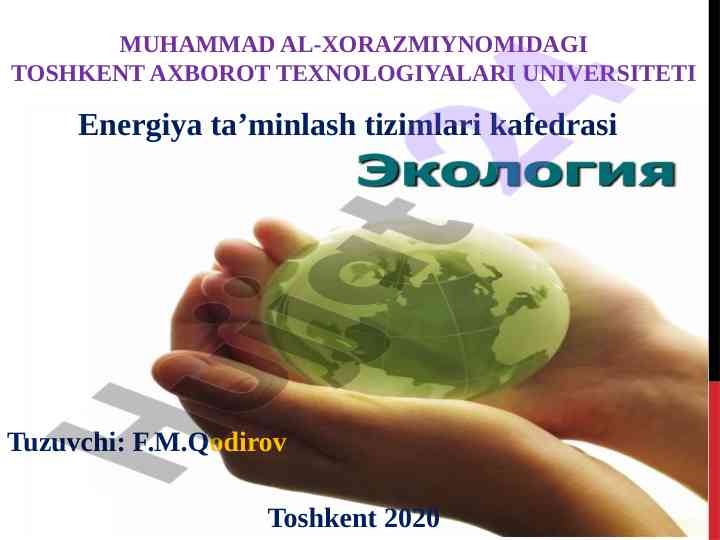 Biosfera haqida ta’limot va uning muhim qismlari