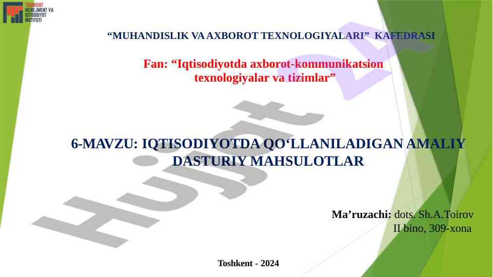 Iqtisodiyotda amaliy dasturiy mahsulotlar tahlili