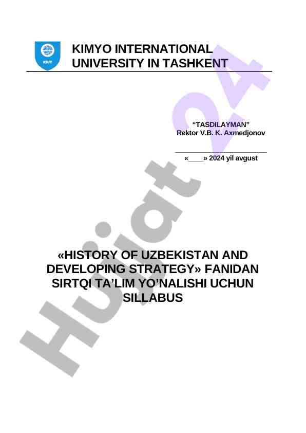 History of uzbekistan and developing strategy syllabus