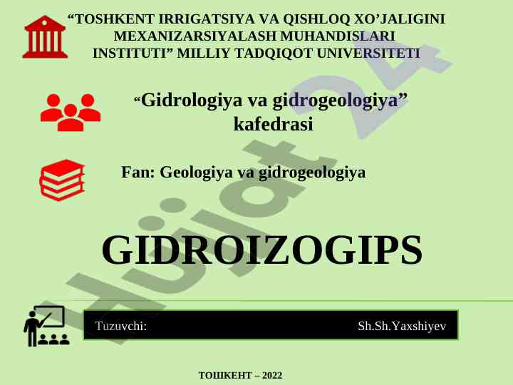 Geologiya va gidrogeologiya haqida tadqiqot