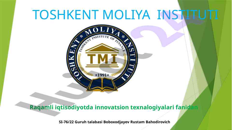 Raqamli texnologiyalarni bank-moliyaviy tizimida qo‘llanishi