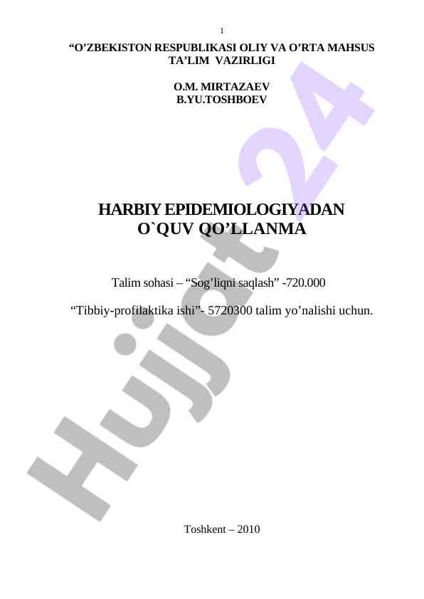 Harbiy epidemiologiya o‘quv qo‘llanma