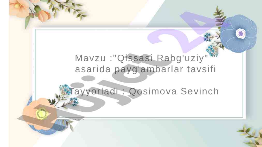 Payg'ambarlar tavsifi qissasi rabg'uziy olamida