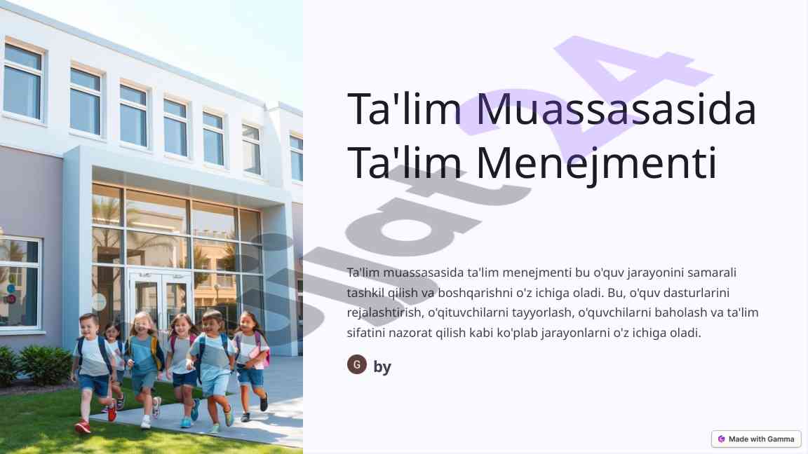 Ta'lim menejmenti dars ishlanmalari va jarayonlar