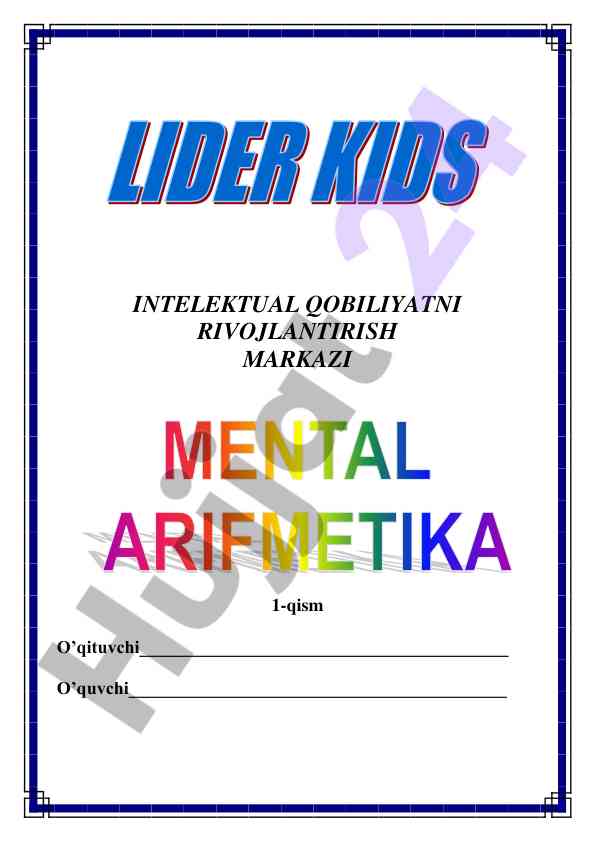 Abakus bilan tanishish va misollarni ishlash
