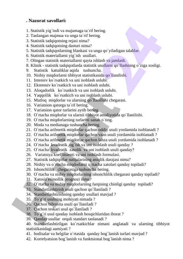 Statistik tadqiqot usullari va ularning qo‘llanilishi