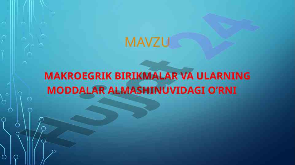 Makroergik birikmalar va ularning moddalar almashinuvi
