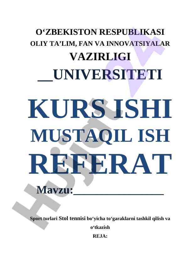 Stol Tennisida Togaraklarni Tashkil Qilish