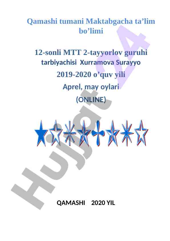 Online ta’lim-tarbiya faoliyati hisoboti 2020