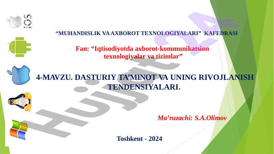 Dasturiy ta'minot va rivojlanish tendensiyalari