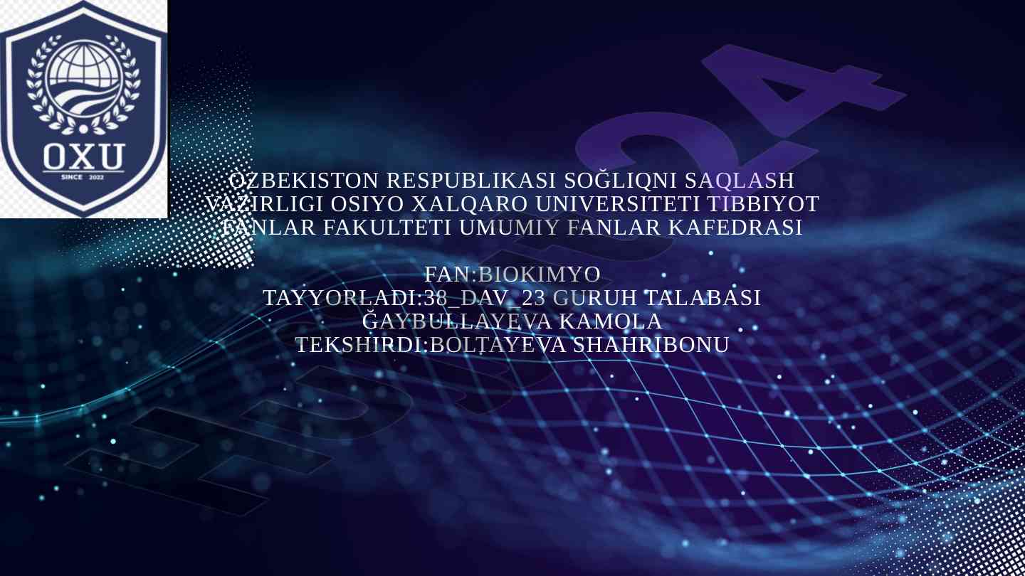 Genlar ta'sirining boshqarilishi hujayra differentsirovkasi