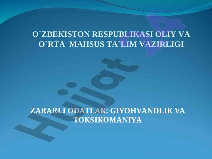Zararlik odatlar va ularning samaralari
