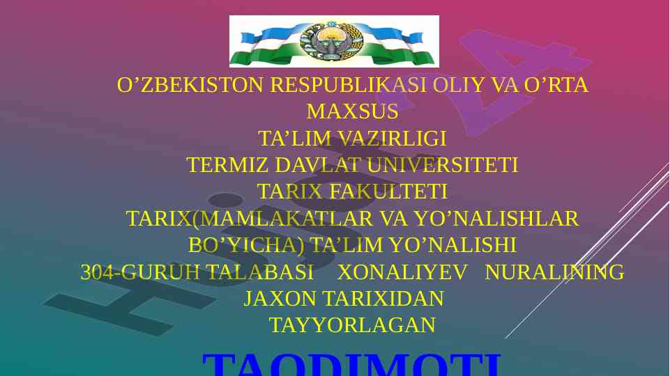Koreyada rus-yapon urushi ta’siri taqdimoti