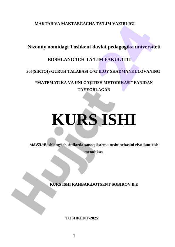 Boshlang‘ich sinflarda sanoq sistema tushunchasini rivojlantirish metodikasi