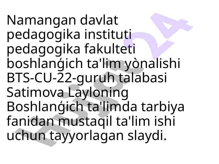 Umumiy ta'lim tizimida tarbiya jarayonini tashkil etish