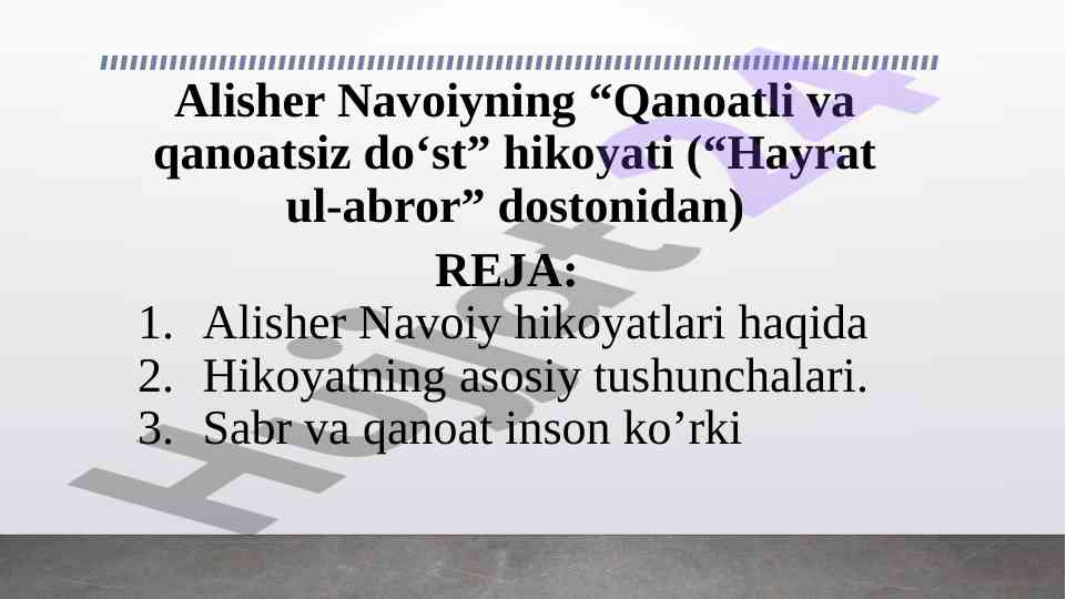 Alisher navoiyning hikoyatlari va ularning mavzulari