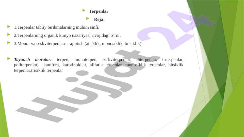 Terpenlar tabiiy birikmalarning muhim sinfi
