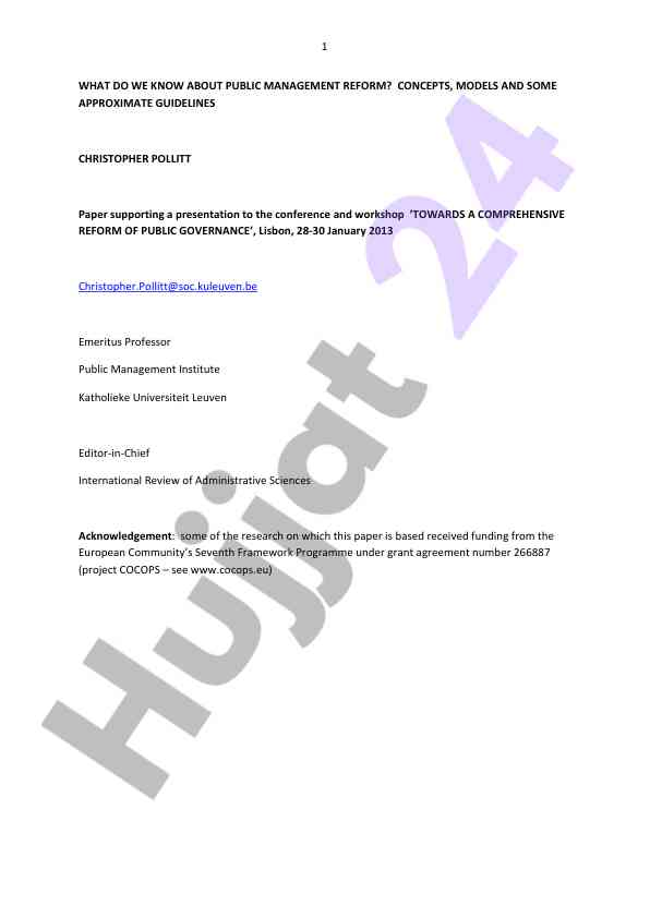 Public management reform concepts and guideline overview