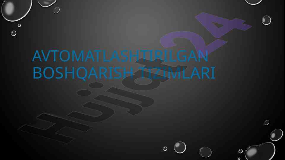 Avtomatlashtirilgan boshqarish tizimlari muhim qoidalari
