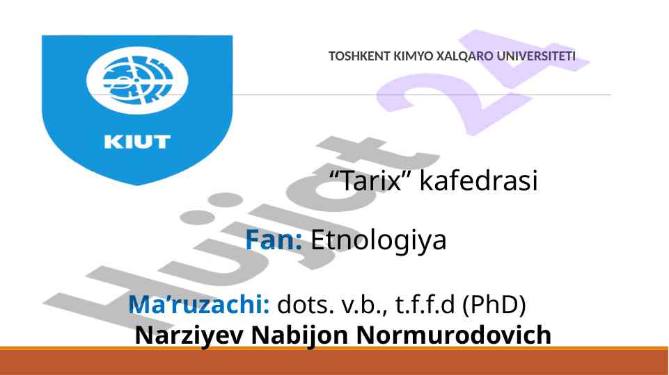 Markaziy osiyo xalqlari etnologiyasi tadqiqoti