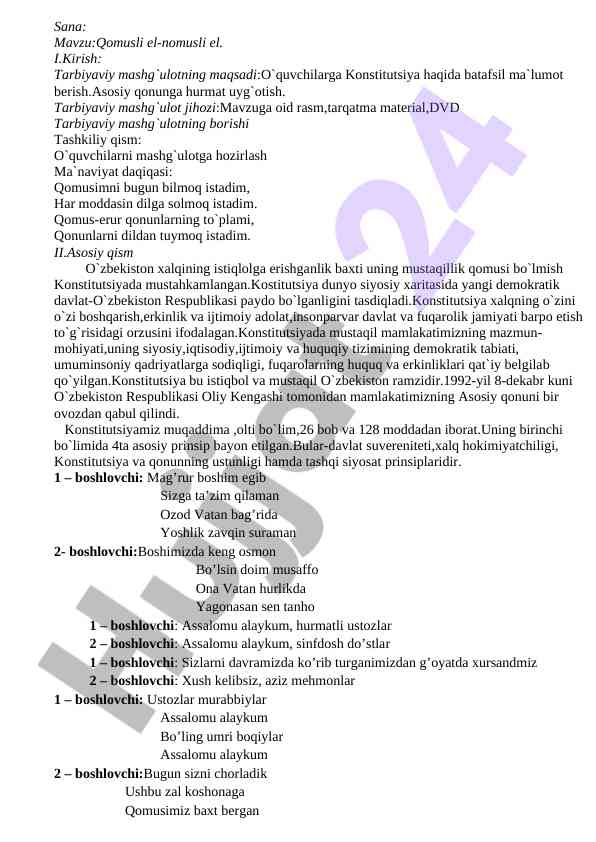 Qomusli el-nomusli el haqida tarbiyaviy mashg'ulot