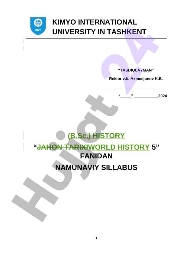 Namunaviy sillabus tarix fanidan 2024