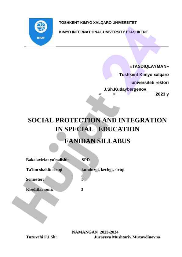 Social protection and integration in special education syllabus