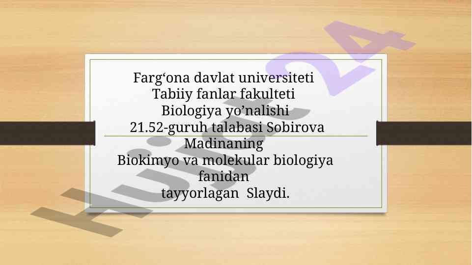 Vitaminlarning biokimyoviy va molekulyar biologik roli