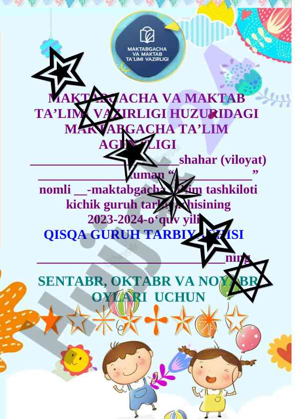 Maktabgacha ta'lim tashkiloti faoliyatlari hisoboti