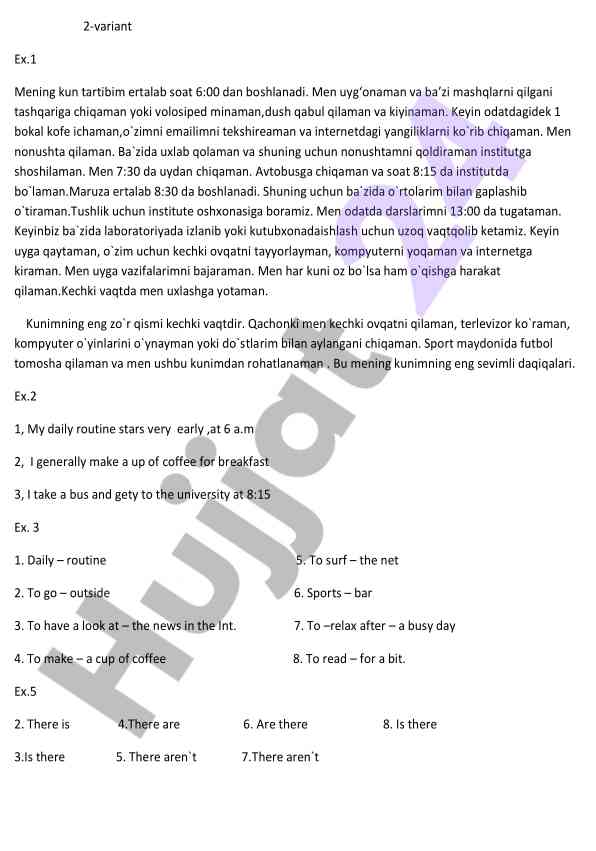 Mening kun tartibim va o'qish rejam