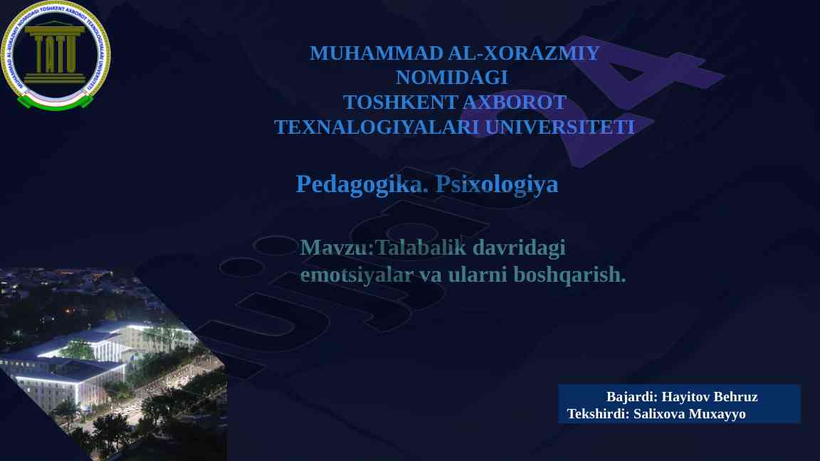 Talabalik davridagi emotsiyalarni boshqarish