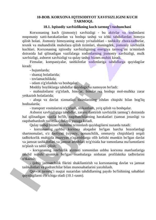 Korxona iqtisodiyoti xavfsizligi tarmoqlari