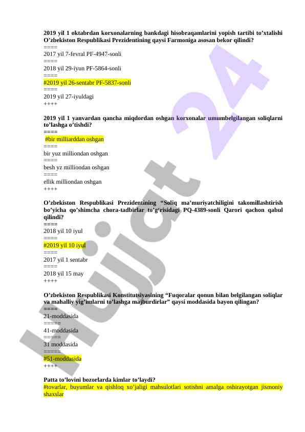Soliq ma'muriyatchiligini takomillashtirish bo'yicha qaror