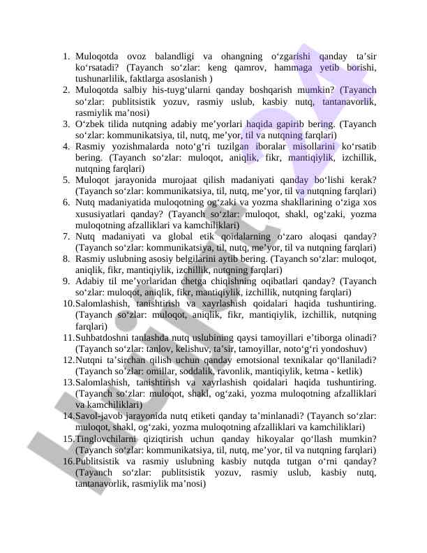 Muloqotda ovozni boshqarish va nutq madaniyati