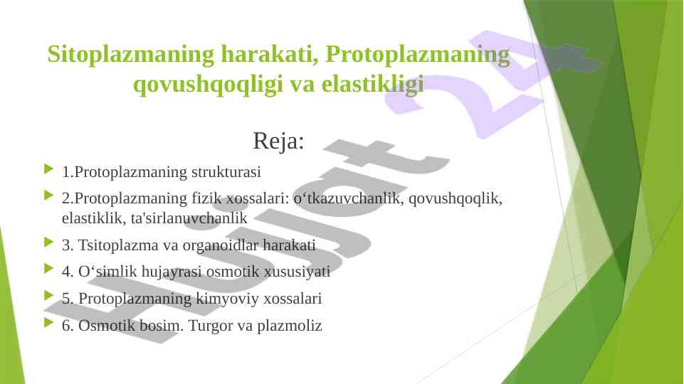 Sitoplazma va protoplazma harakati asoslari